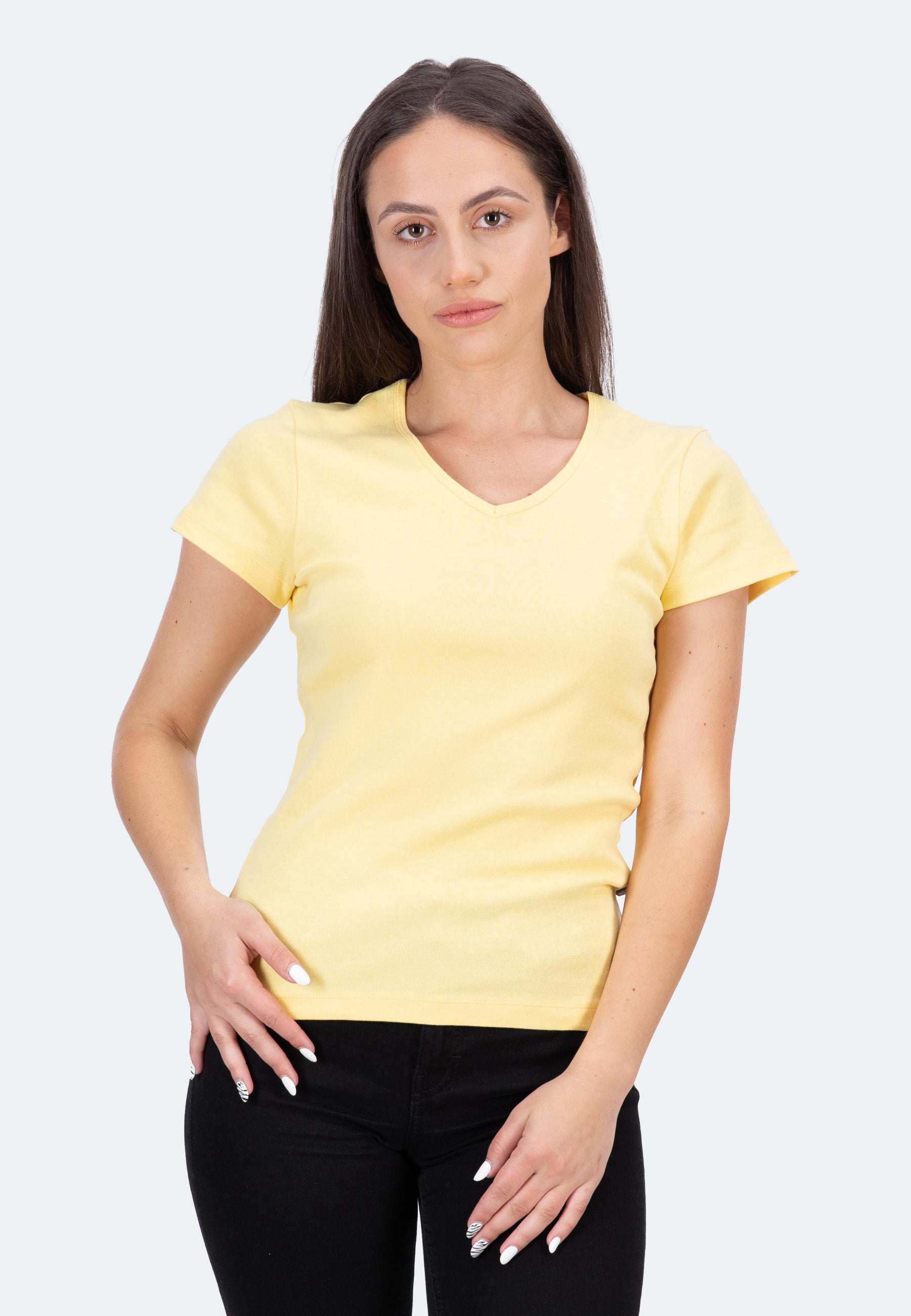 T-shirt a coste con scollo a V Efia