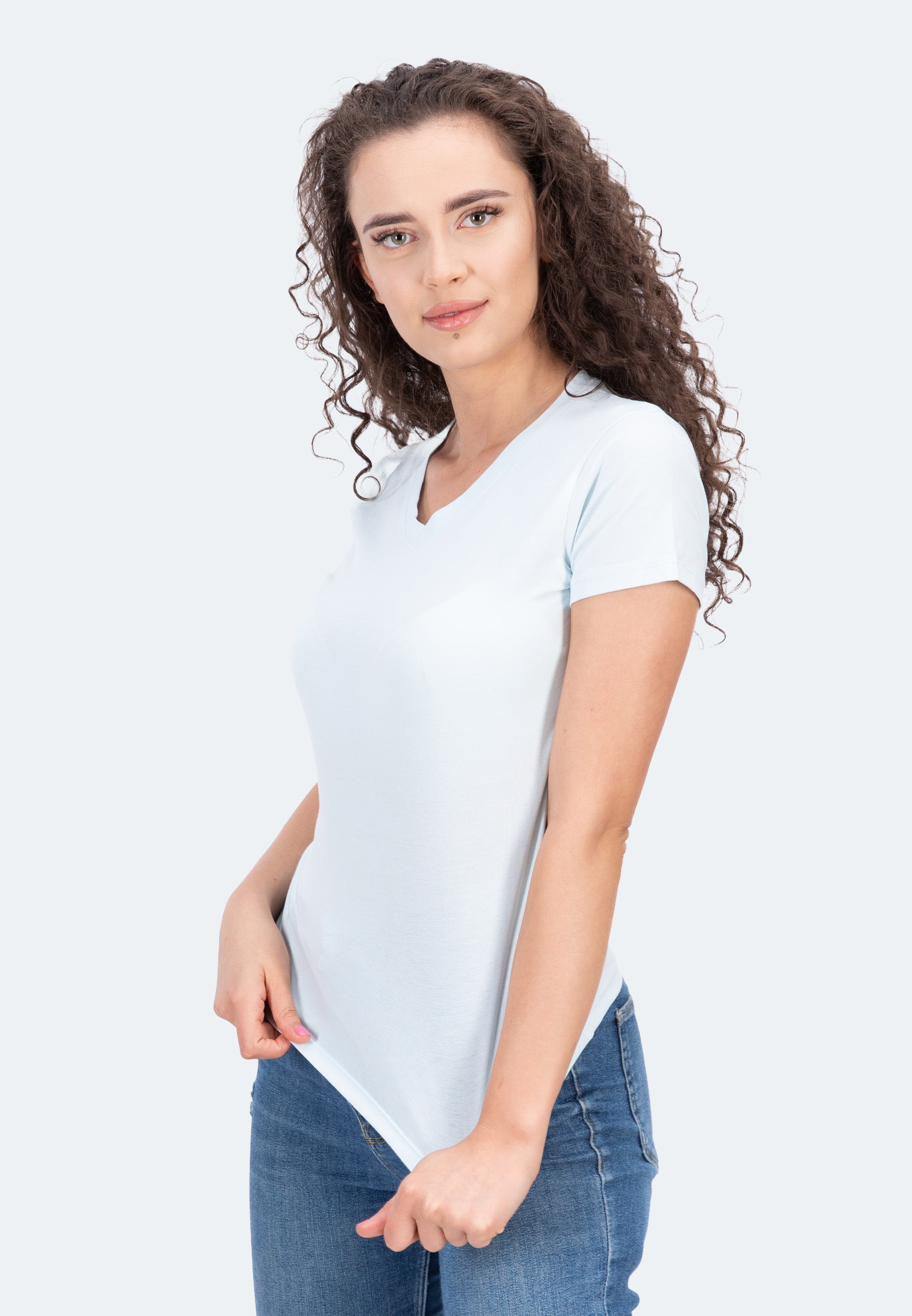 T-shirt stretch con scollo a V Giorgia