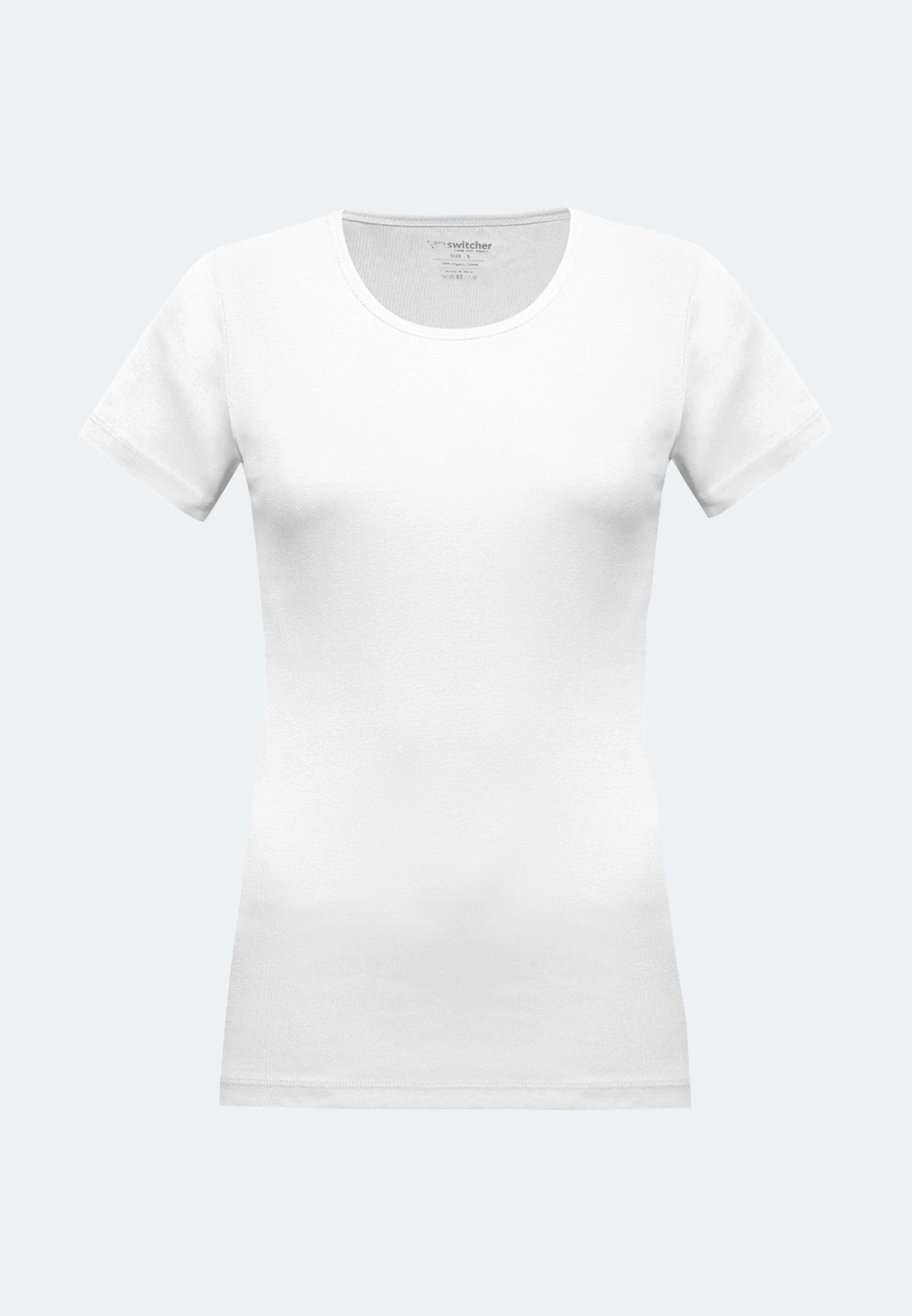 T-shirt a coste con scollo rotondo Sally