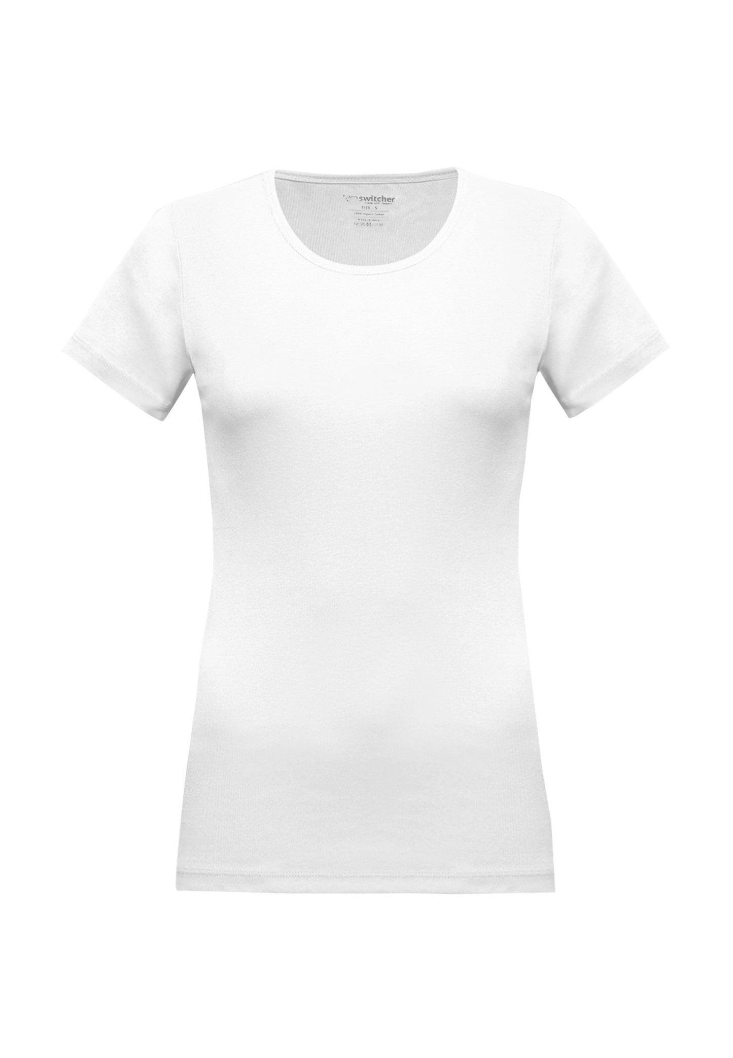 T-shirt a coste con scollo rotondo Sally