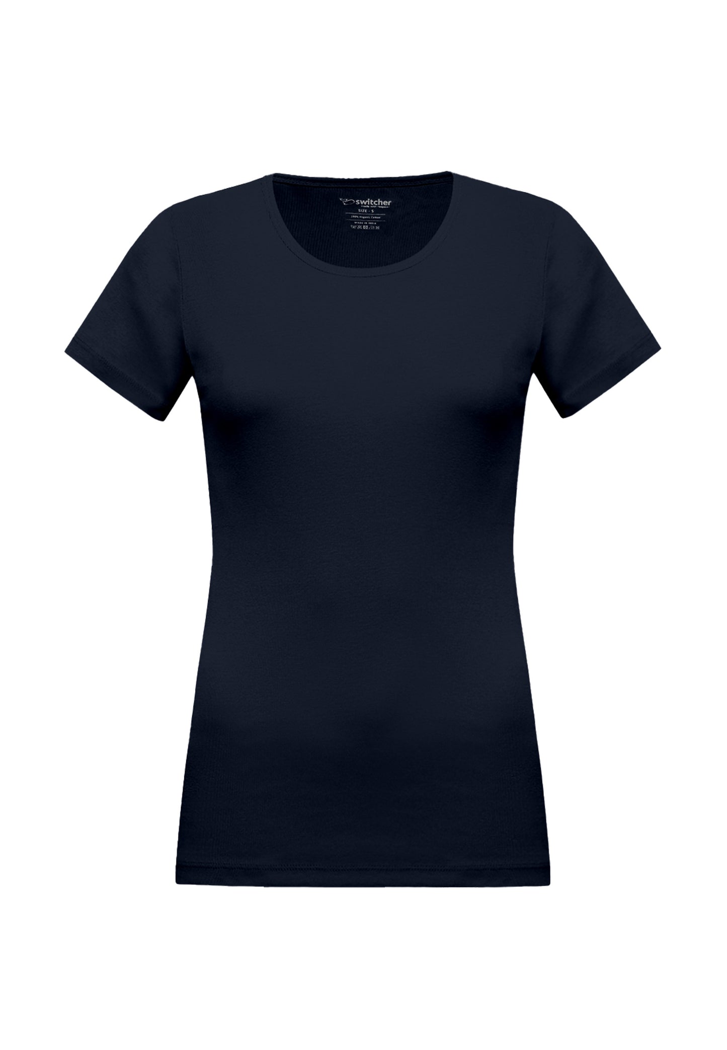 T-shirt a coste con scollo rotondo Sally