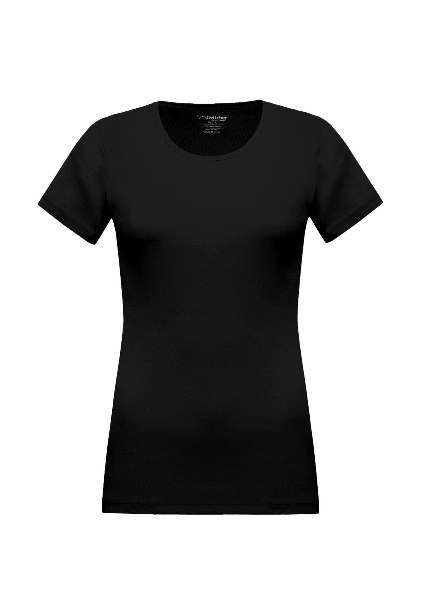 T-shirt a coste con scollo rotondo Sally