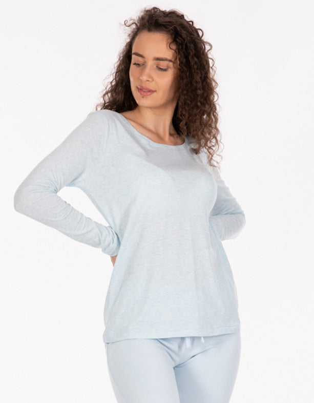 T-shirt organica a maniche lunghe blu Bettina ladies switcher