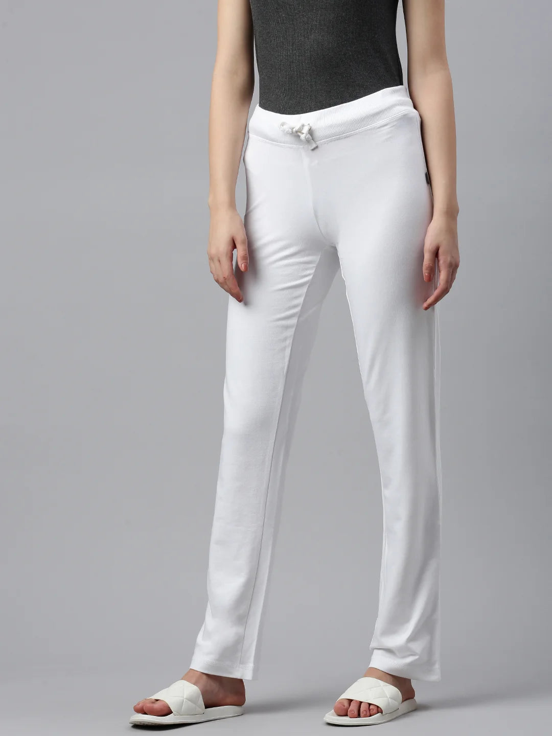 donna-candice-organico-cotone-pantalone da ginnastica-bianco-frontale