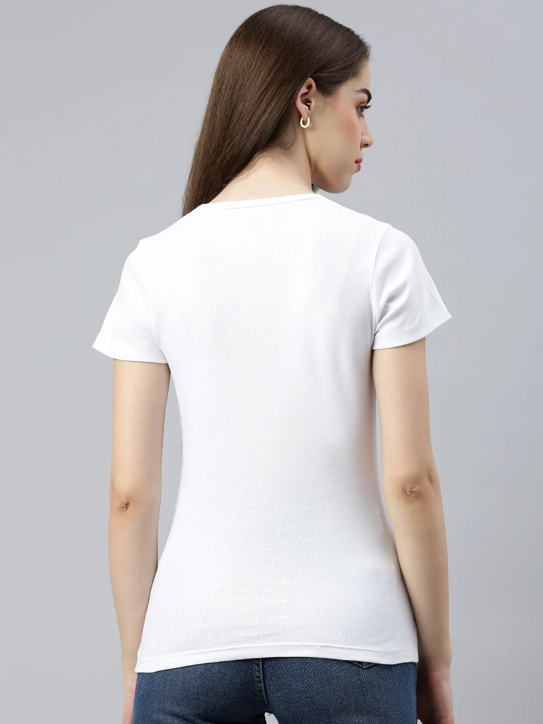 maglietta donna-efia-cotone-scollo a V-bianco-indietro
