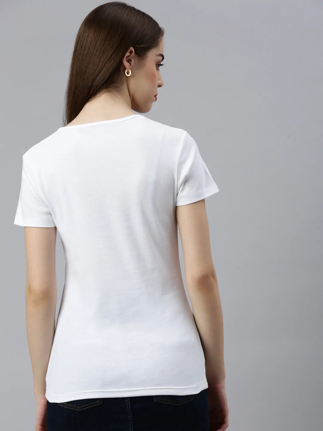 T-shirt girocollo Sally in cotone da donna Blanc Back