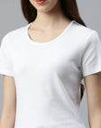 T-shirt girocollo donna Sally in cotone Blanc Zoom