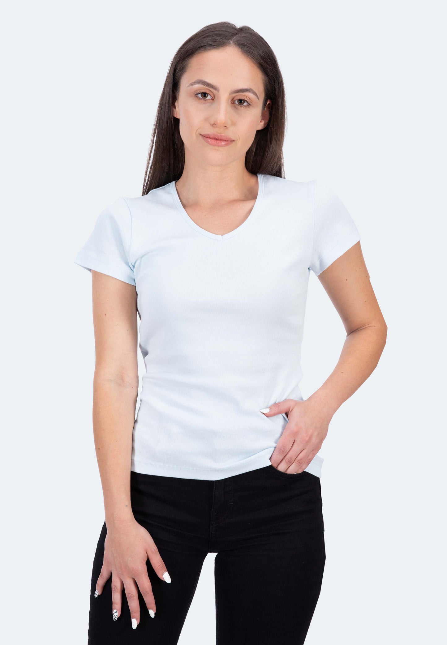 T-shirt a coste con scollo a V Efia