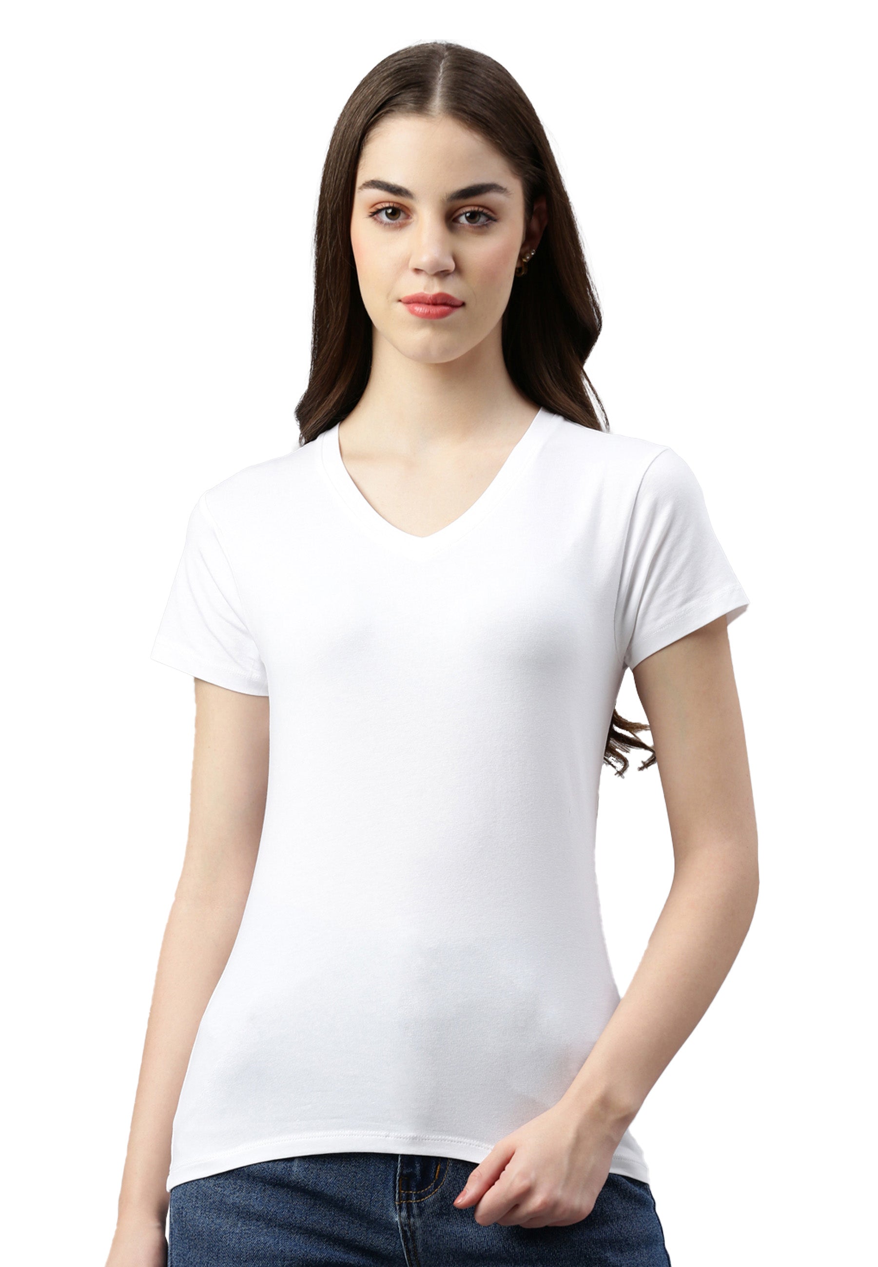 T-shirt stretch con scollo a V Giorgia