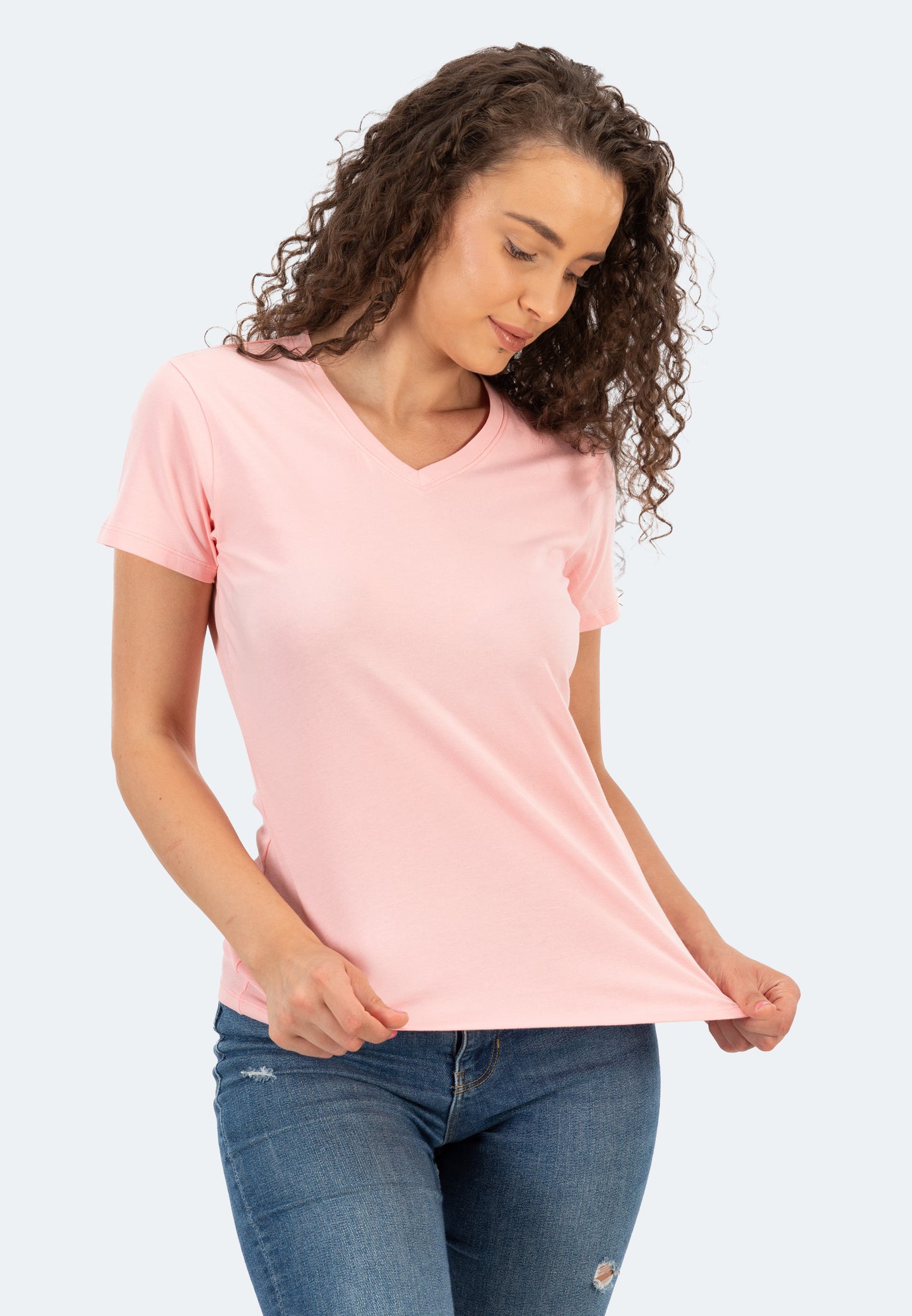 T-shirt stretch con scollo a V Giorgia