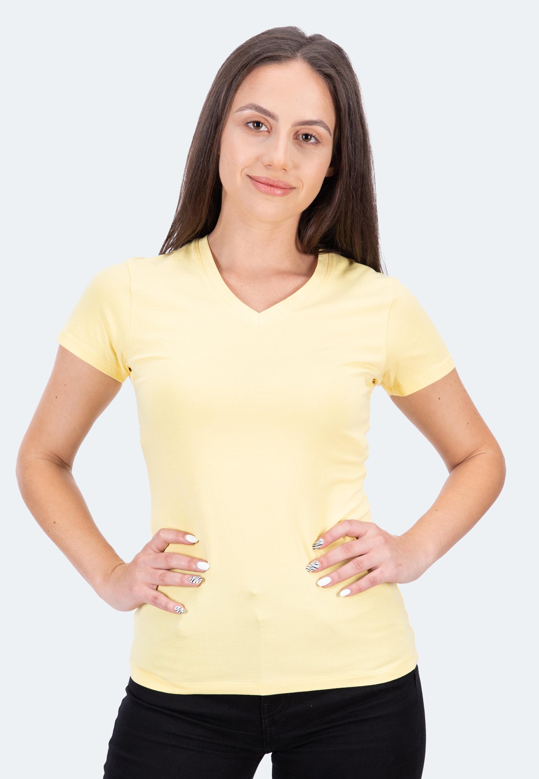 T-shirt stretch con scollo a V Giorgia