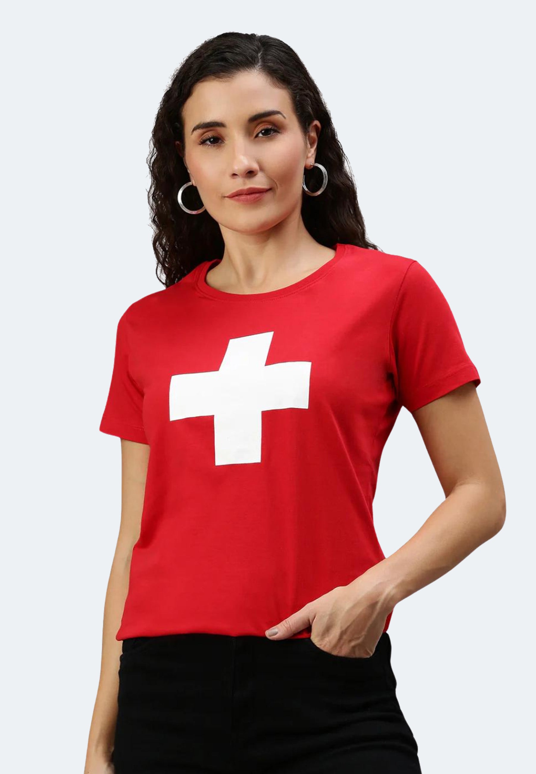 Maglietta Helvetica da donna con scollo a V