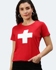Maglietta Helvetica da donna con scollo a V