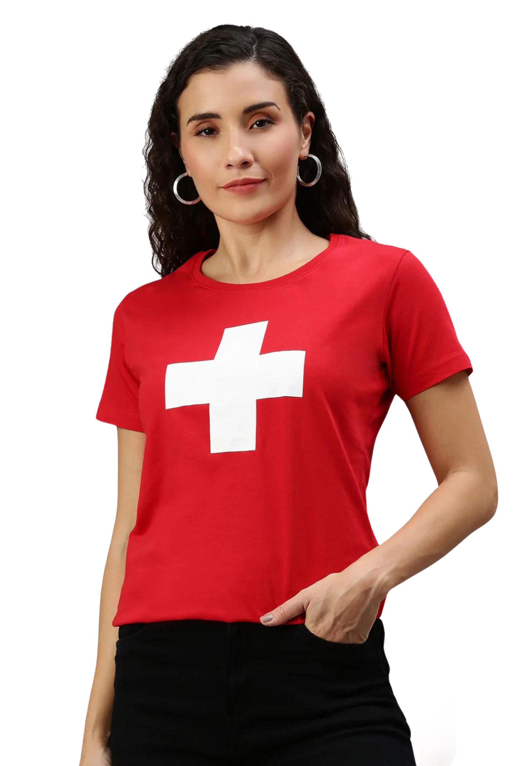 Maglietta Helvetica da donna con scollo a V