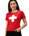 Maglietta Helvetica da donna con scollo a V