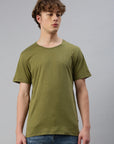 maglietta uomo-damon-cotone organico-scollatura-oliva-indietro
