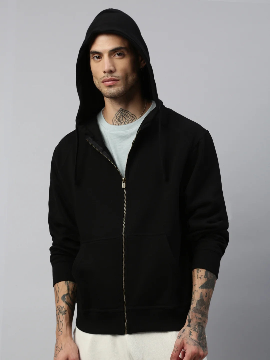 uomo-miami-cotone-poliestere-zip-hoodie-noir-front