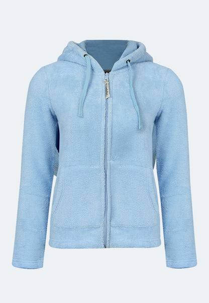 Felpa con cappuccio da donna in pile di poliestere riciclato al 100%.