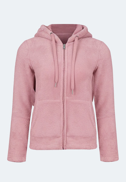 Felpa con cappuccio da donna in pile di poliestere riciclato al 100%.