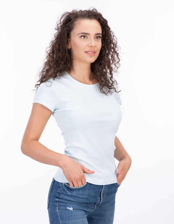 T-shirt a costine-girocollo-donna-organico-cotone-cielo-azzurro-Switcher