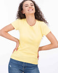 T-shirt a coste da donna in cotone organico giallo Switcher