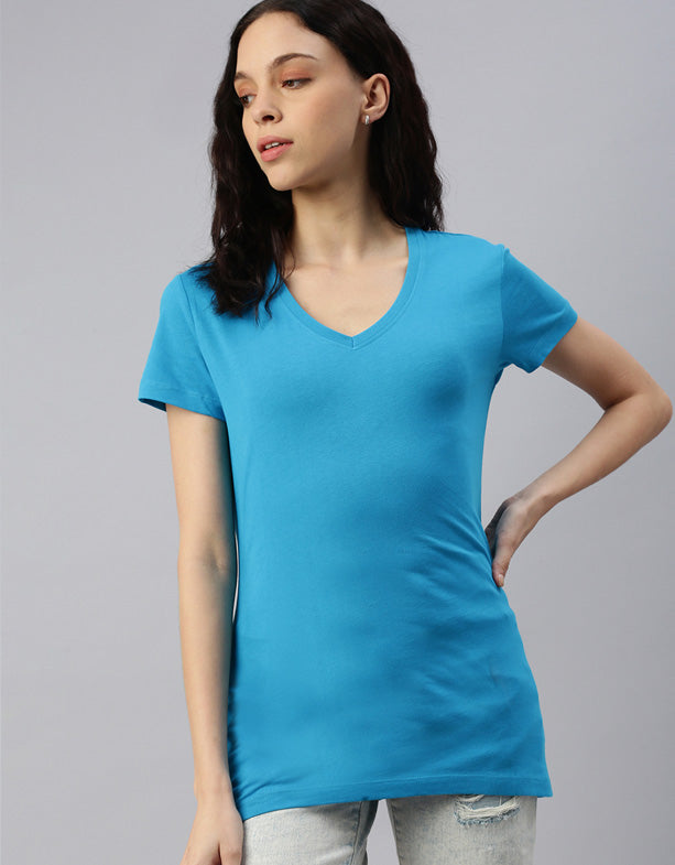 maglietta donna-balena-cotone-v-collo-sky-blu-switcher
