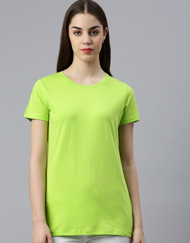 T-shirt-donna-verde-collo-tondo-camicia-commutatore